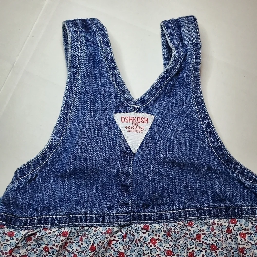 Vintage OshKosh Tier Overall Jumper Dress Sz 3-6 M